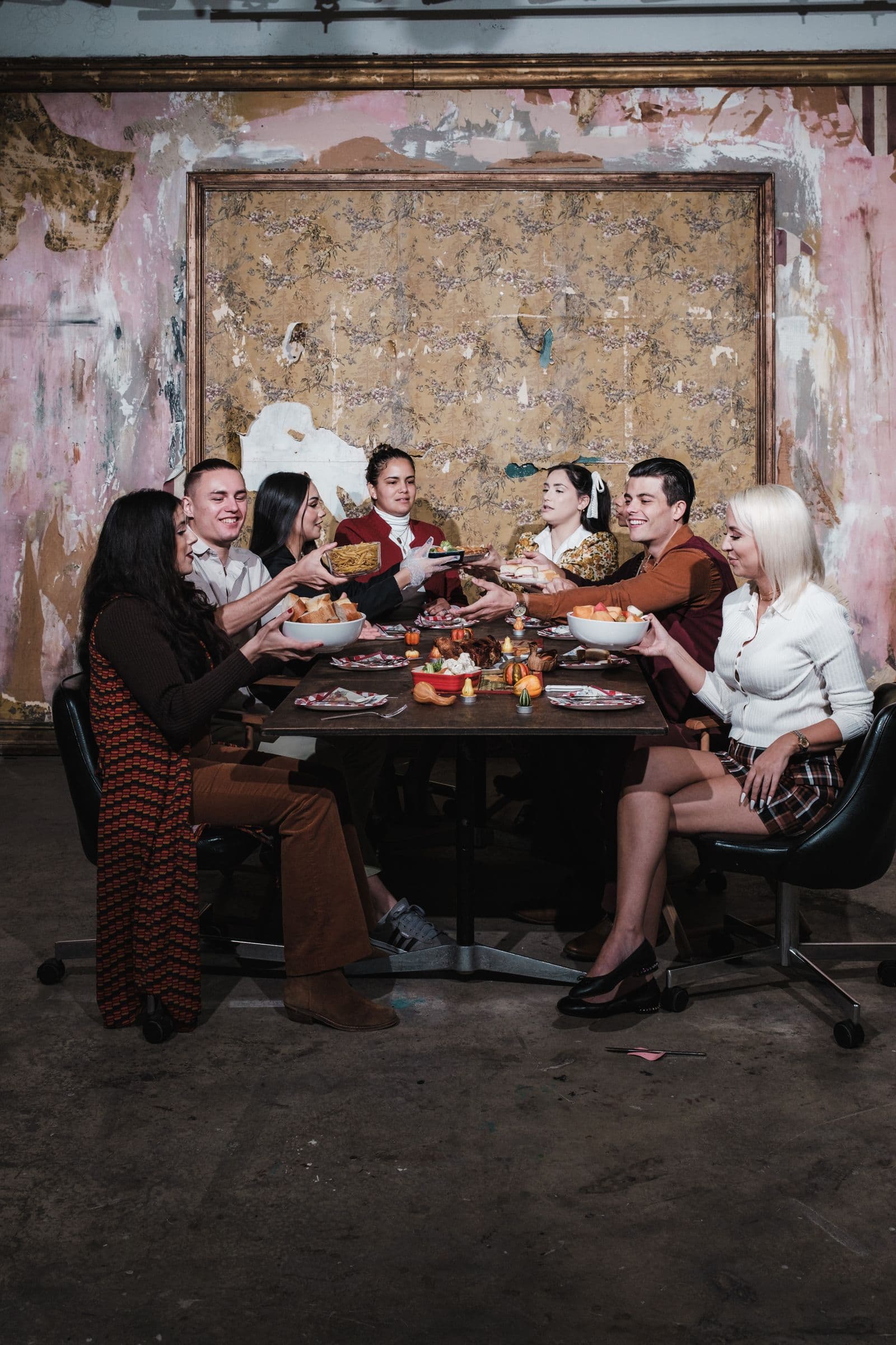 A group of friends sharing a feast