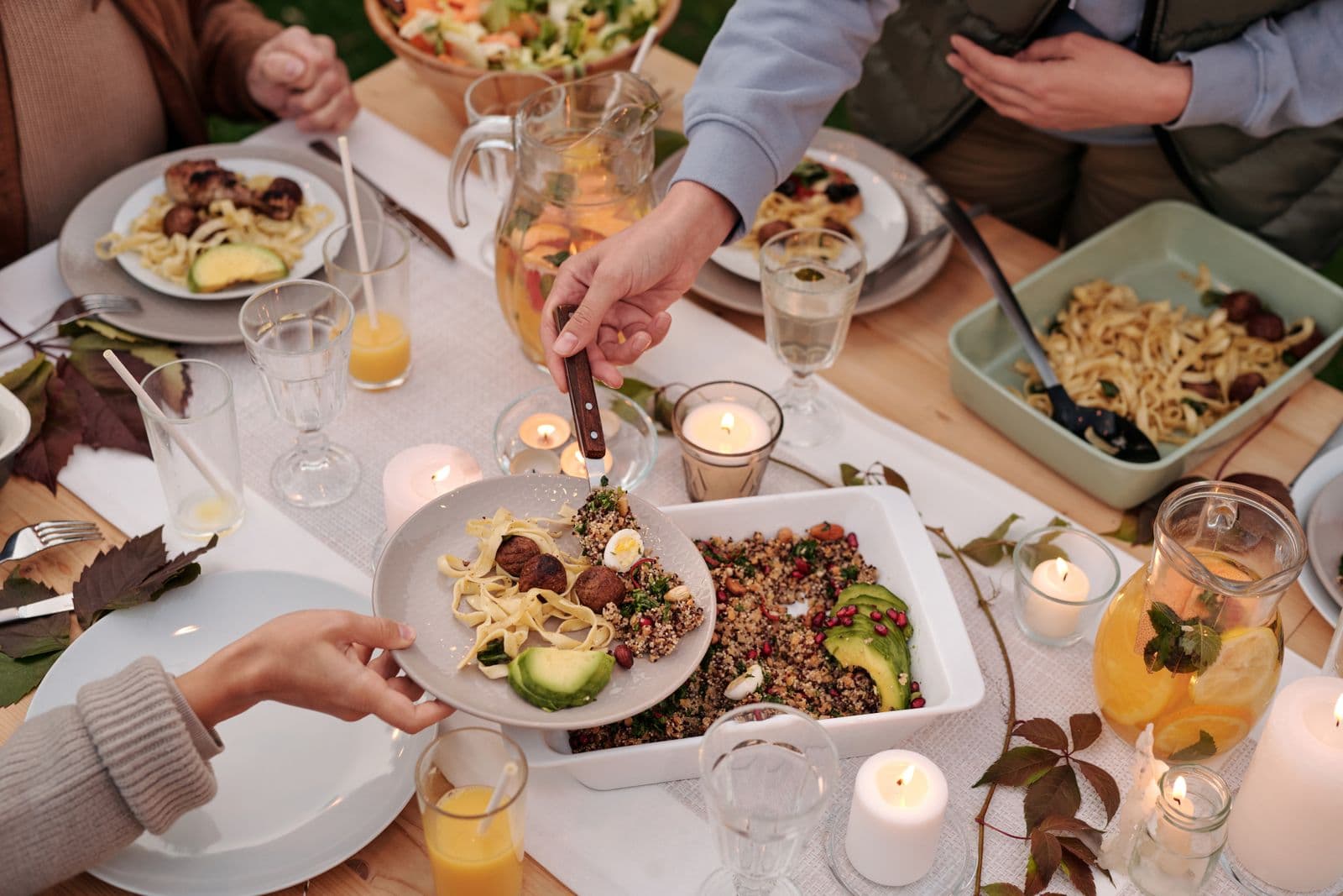 An abundant table photographed from above